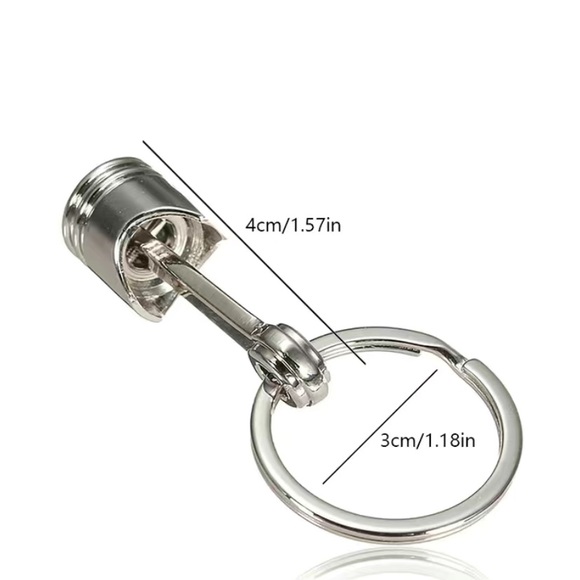 Silver Car Engine Piston Keychain – Metal Auto Accessory for Car Enthusiasts - Picture 7 of 8